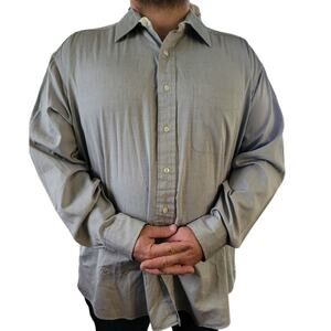VINTAGE Tommy Hilfiger Y2K Chambray Gray Blue Shirt XL 17.5 Preppy Oversized